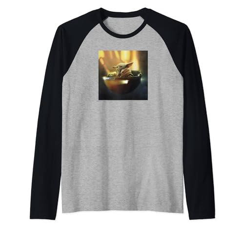 T-shirt Star Wars Grogu style baseball raglan coloré bicolore pour fan