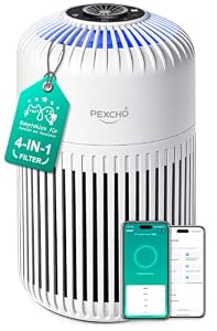 PEXCHO Luftreiniger Allergiker, 4-in-1 HEPA Filter, bis 35㎡ Aroma