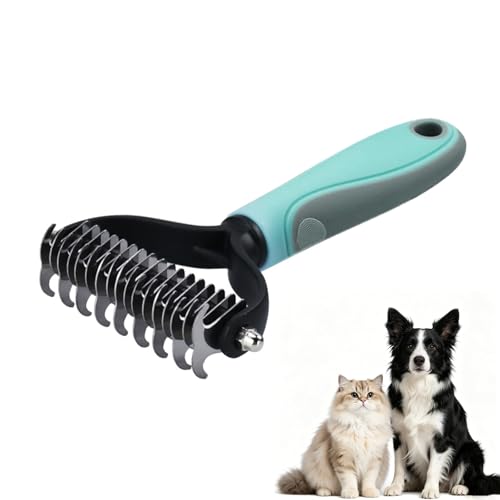 Brosse Double Face 17+9 Dents pour Chien Chat, Brosse Chien Poil Long, Râteau Démêloir à Sous-Poil Élimine Nœuds Tapis Poils Mortes, Outil de Toilettage...