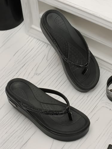 Image of ELLE Women Round toe platform heel slip-on sandal with Shimmer Detail