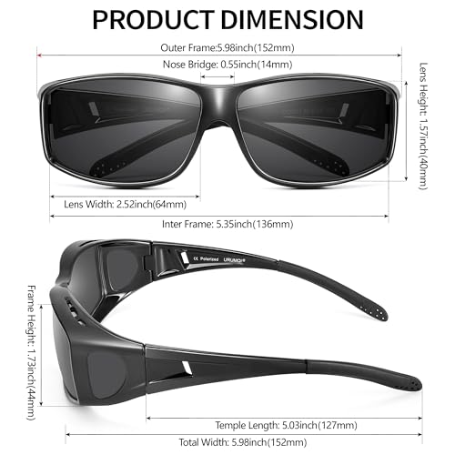 Image of URUMQI Polarized Sunglasses Fit Over Glasses for Men Women UV400 Protection | Wraparound Sun Glasses for Driving, Fishing & Beach, Trendy Shades