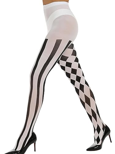 MANZI Halloween Tights Womens Striped Tights Bat Checkered Patterned Nylons