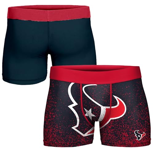 FOCO NFL Men's Officially Licensed Team Color Primary Logo Football Fan Essential Boxer Briefs Underwear - Houston Texans - Large