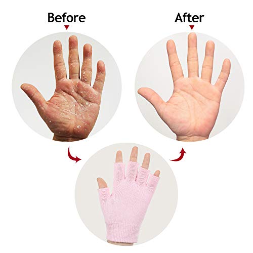 2 Pairs Moisturizing Gloves Fingerless Moisture Gloves Soft Moisturizing Gloves For Dry Rough And Cracked Hands (Pink) #TOP5