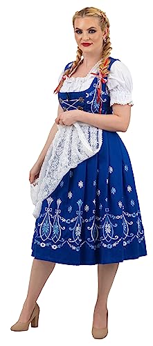 Dirndl Trachten Haus 3 Piece Long Blue Women's Bavarian Dirndl Dress for German Oktoberfest (Blue, 20) - Thumbnail 5