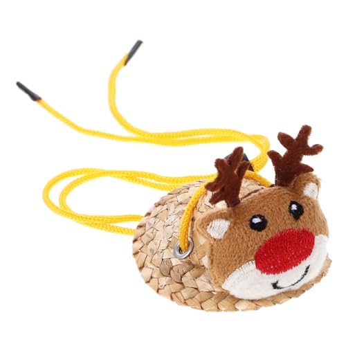 Hemoton Small Animal Christmas Hat Handmade Elk Theme Cap for Hamsters and Soft and Comfortable Pet Ornament for Holiday Festivities