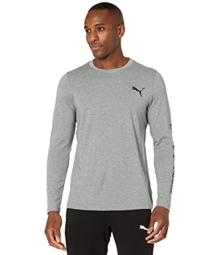PUMA Reverse Long Sleeve Tee Medium Gray Heather/Puma Black MD