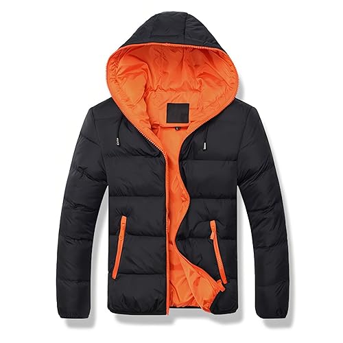 Image of Jinda Men's Coat Long Sleeve Quilted Jacket Outerwear Thermal Hoodie Zip Spring Drawstring Hooded Classic Fashion
