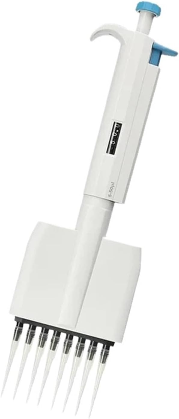 8-Channel Lab Micropipette Adjustable Volume Autoclave-Resistant Pipette Manual Mechanical(5-50ul)