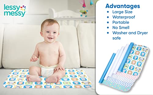 Lessy Messy Diaper Changing Mat Portable Changing Pad-The Only Baby Changing Mat That Is Washer/Drier Safe Waterproof Diaper Changing Pad Travel Extra Large (Animal Print) #TOP7