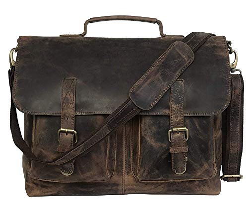 Bolso Maletín Retro de Cuero Buffalo 18 pulgadas Marrón miniatura 5