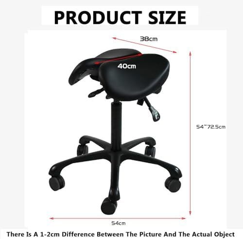 Ergonomic Saddle Stool Chair - 360° Rotating, Adjustable Height with Wheels for Home Office & Shop - Comfortable & Stylish Saddle Seat for Better Posture