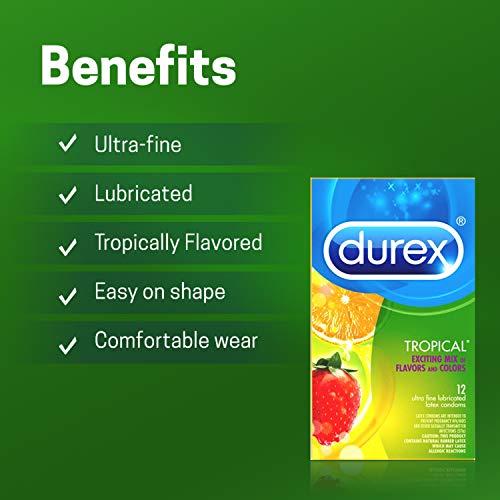 Durex Tropical Flavors Flavored Premium Condoms, 12 Count #TOP1