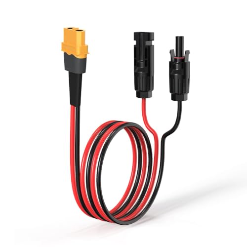 ELFCULB 10AWG 2FT XT60 Solar Cable 2 10 25 35 50 75 100FT XT60 Extension Cable Solar Panel Connector to XT60 Connector for Portable Power Station (2FT)