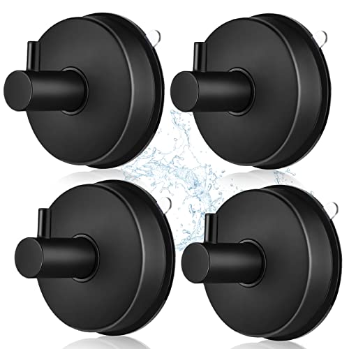 LALAGO 4 pièces crochet à ventouse 304 acier inoxydable Crochets à ventouse Ventouses pour fenêtres, Crochets à ventouse étanches Supports à ventouse, Crochets pour serviettes de bain sans percer,Noir Cover