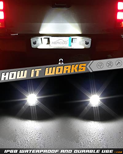 Hercoo Led License Plate Light Tag Lights Rear Lamp Socket Assembly Compatible With Ford F150 F250 F350 Super Duty Ranger Explorer Bronco Expedition Excursion, 6000K White #TOP3