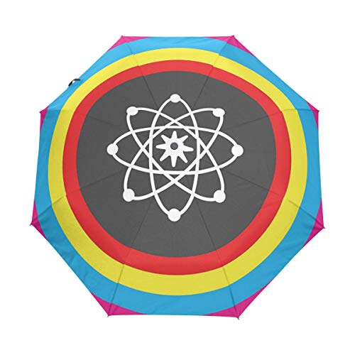 Preisvergleich Produktbild SUHETI Regenschirm TaschenschirmAtommodell mit bunten Kreisen Molekülchemie Biologie Physik Labor OrbitAuf Zu Automatikwindsicherstabil