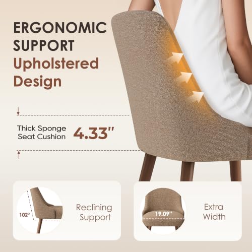 Image of MALOL Dining Room Chair Set of 4, Upholstered Kitchen Chairs with Wood Legs, High-Back Padded Dining Chairs for Dining Room /Restaurant /Cafe, Camel