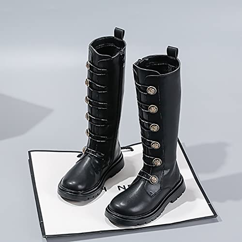 Girls Winter Knee High Riding Boots Leather Warm Fur Princess Boots2