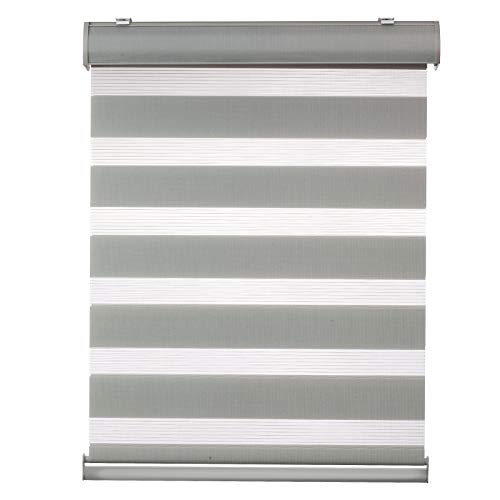Changshade Cordless Zebra Roller Shade With Valance, Double Layered Window Blind For Day And Night, Light Filtering Window Treatment With Mesh And Opaque Fabric, 24 Inches Wide, Gray Rbs24Gy72A #TOP6