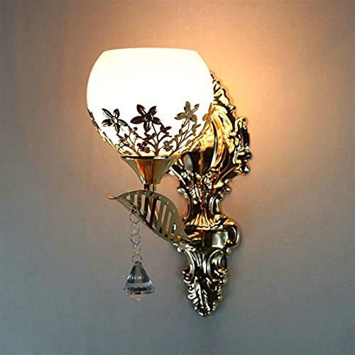 GYJNRGAO - LED Wall Lamp European Style Gold Glass Wall Light Bedroom Living Room Lamps Corridor Stairs Aisle Light Home Decoration,for Home Decor