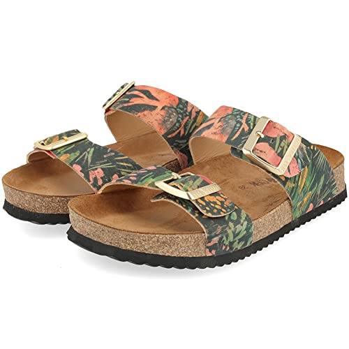 HAFLINGER Unisex Summer Genuine Leather Non-Slip Andrea Mule Sandals 819013, Black Multi, 7 Women/5 Men