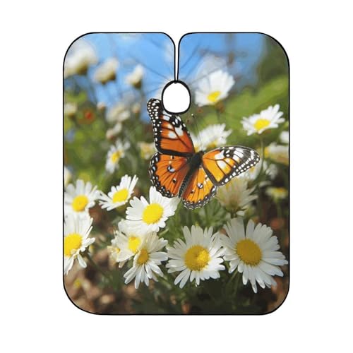 Capa para corte de cabello Butterfly on Daisy Flower 66.9x56.7 pulgadas miniatura 6