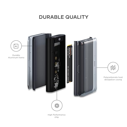 Satechi M.2 Enclosure, USB4 NVMe SSD Pro Enclosure, 40Gbps, up to 16TB, Aluminum Enclosure with Silicone Pin, Polycarbonate Casing, USAP SSD Trim for Sizes 2280/2260/2242/2230mm (SSD Not Included) by Satechi - Image 4