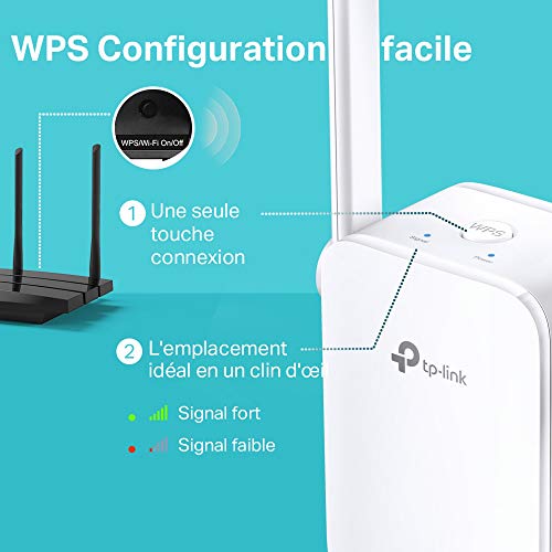 TP-Link Répéteur WiFi(TL-WA855RE) Amplificateur WiFi N300 Mbps, WiFi Extender, WiFi Booster, 1 Port Ethernet, jusqu'à 90㎡，Compatible avec toutes les box internet