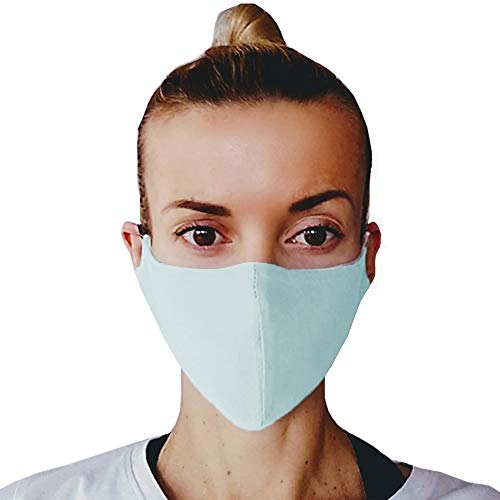 Preisvergleich Produktbild (5, Hellblau) Gesichtsmaske Mundschutz, Baumwoll Stoff Maske, Waschbare Atemschutzmaske, Wiederverwendbarer Mundschutz, Mund Maske Waschbar, Kälteschutz, Staubdichte Maske, hergestellt in der EU