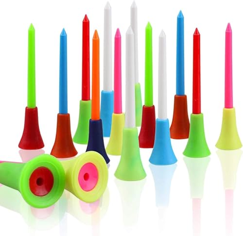 Crestgolf Rubber Cushion Top Plastic Golf Tees Mixed Colors Pack Of 50Pcs (3-1/4')