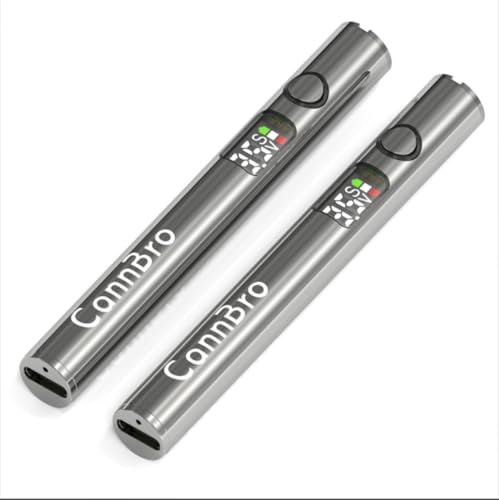 CannBro 510 Vape Akku Button Batterie mit Display 3 Leistungsstufen Vorheizfunktion & Echtzeit-Anzeige für Spannung und Akku USB-C LadecaseSilver