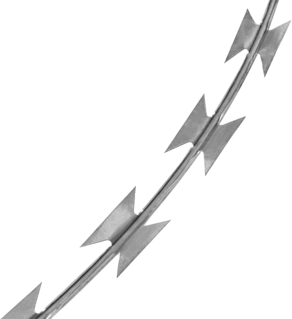 vidaXL 18" Razor/Helical Barbed Wire Clipped Galvanized Steel 1 Coil 328 Feet Coverage