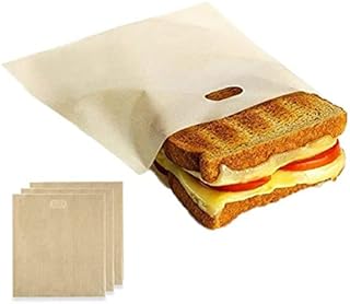 Toaster Bags Reusable Non-Stick Pockets Sandwich Toaster Bags 3 Pcs, Toastie Bags Washable Heat Resistant,BPA Free , Quality Teflon Toaster Bags for Grilled Cheese,Pizza,Sandwich (3 Pcs)