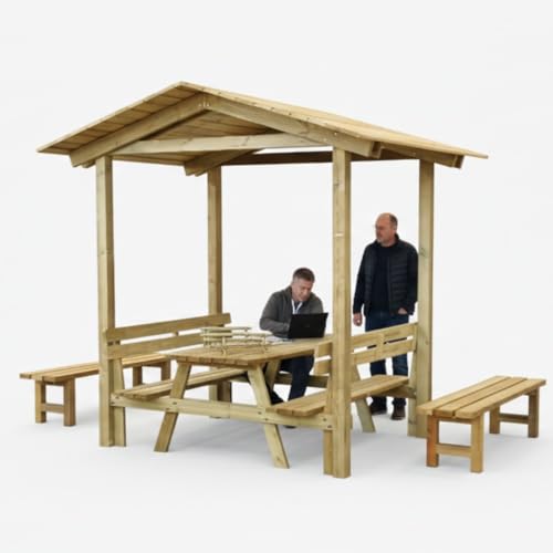 SUNWOOD GAZEBO in Legno con Tavolo da Picnic e Panche