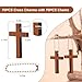 Gtudkae 1 Box 70 Pack Small Wooden Pocket Cross Charms and 70 Keychains in Bulk, Natural Mini Wooden Crosses Pendants for Church Praying, Easter Decor,Christian Gifts, Crafts for DIY Handmade Decorative (with 70 chains)
