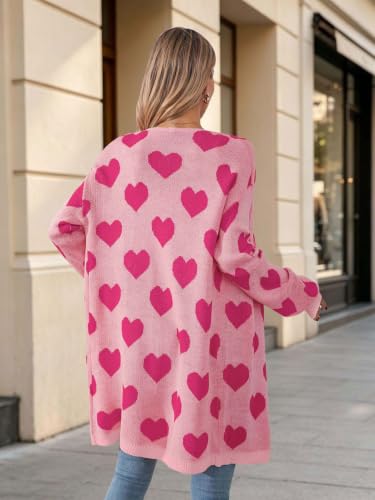Image of Oversized Long Cardigan Sweaters for Women Cute Heart Fall Coats Outfits