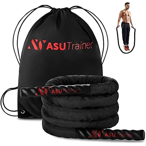 Gewichtetes Springseil für Fitness - Indoor & Outdoor Springseil mit Nylon-Hülle & Hitzeschrumpf-Griffen Cover