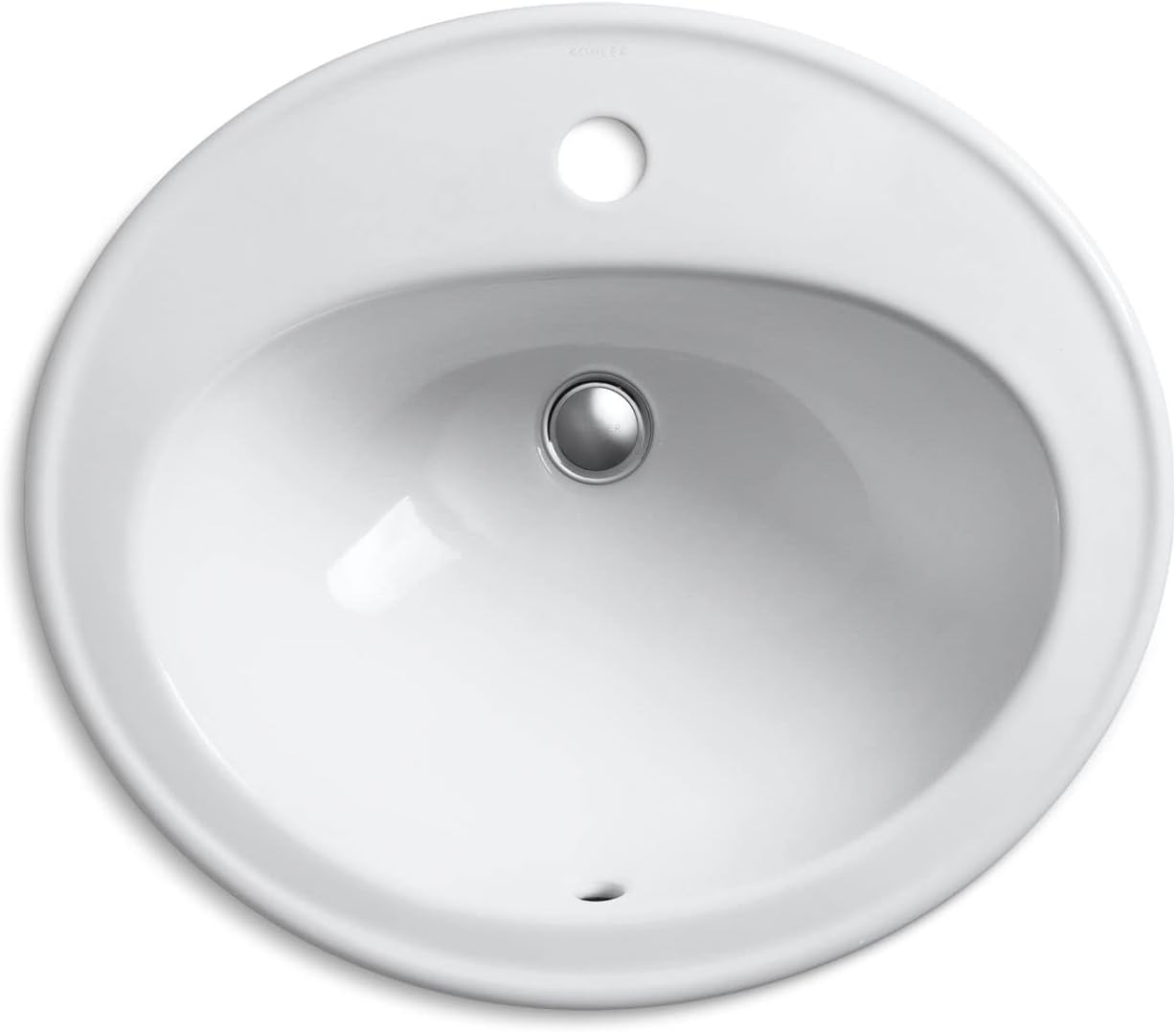 KOHLER 2196-1-0 Penninton Oval self-Rimming Bathroom Sink with Single Faucet Holes, 20-1/4" W x 17-1/2" L, White