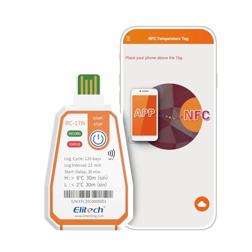Image of Elitech RC-17N NFC Disposable USB Temperature Data Logger PDF Report Light Indicator