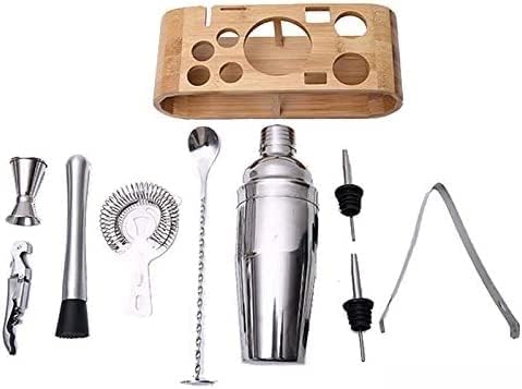 Set de Coctelera de Acero Inoxidable con Soporte de Madera 9 Piezas miniatura 3