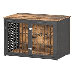 Rustic Heavy Duty Dog Crate Furniture for Extra Large Dogs, 48" Indestructible Metal Kennel for High Anxiety Dogs, Wooden Cage Kennel Furniture Indoor, Decorative Dog Kennel End Table, XL Rustic Heavy Duty Dog Crate Furniture for Extra Large Dogs 48 Indestructible Metal Kennel for High Anxiety Dogs Wooden Cage Kennel Furniture Indoor Decorative Dog Kennel End Table XL