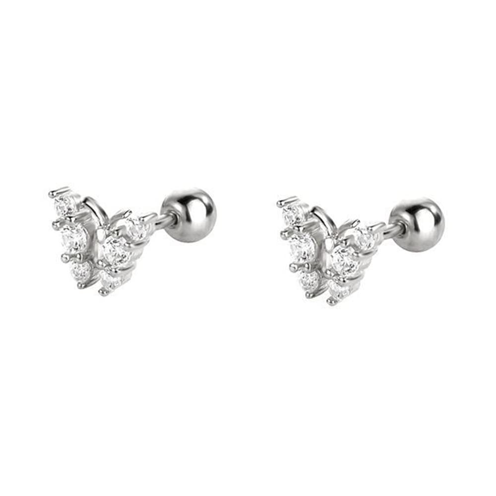 18G Tiny Butterfly Stud Cartilage Earrings for Women Girls 925 Sterling Silver Cubic Zirconia Mini Cute Crystal 3mm Ball Back Piercing Studs Sleeper Tragus Post Hypoallergenic Birthday Christmas Jewelry
