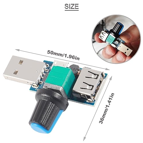 Youmile 5 pcs USB Fan Speed Controller DC 5V Mini USB Fan Stepless Governor DC 4-12V to 2.5-8V 5W USB input Micro input with Switch Function Regulator Speed Controller - Image 3