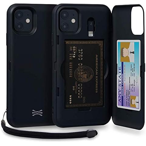 TORU CX PRO Case for iPhone 11, with Card Holder | Slim Protective Cover with Hidden Credit Cards Wallet Flip Slot Compartment Kickstand | Include Mirror, Wrist Strap, Lightning Adapter - Black Cover