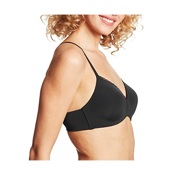 Maidenform-Womens-Pure-Comfort-T-Shirt-Wireless-Bra-DM7681 Maidenform womens Pure Comfort T-shirt Wireless Dm7681 T Shirt Bra, Black, Small US