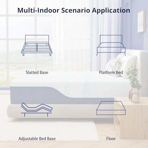 Image of EGOHOME 14 Inch Queen Mattress, Gel Memory Foam with Charcoal, Fiberglass Free, CertiPUR-US Certified, Temperature-Regulating, Machine Washable Cover, 80 inch x 60 inch x 14 inch, Medium