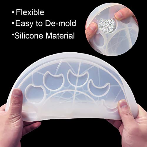 Rain Moon Phase Resin Mold, Large Silicone Moon Clock Mold, Lunar Eclipse Round Tray Pendant Mold for Resin Crafts DIY, Making Decoration, Wall Hanging - Thumbnail 6