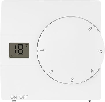 Surface-Mounted Room Thermostat Digital 230 V White with Internal and External Sensor for Water and Electric Underfloor Heating - Thermostat Regulator with Adjustment Wheel