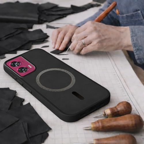 Image of Jkobi Leather Finish Back Cover Case for Motorola Moto Edge 50 Fusion (MagSafe Compatible Wireless Charging | Soft Touch | Camera Bump Protection)